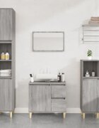 vidaXL Комплект шкафове за баня от 3 части инженерно дърво Сив сонома