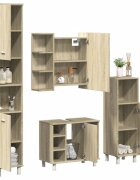 vidaXL Комплект шкафове за баня от 4 части дъб сонома инженерно дърво