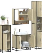 vidaXL Комплект шкафове за баня от 4 части дъб сонома инженерно дърво