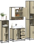 vidaXL Комплект шкафове за баня от 4 части дъб сонома инженерно дърво