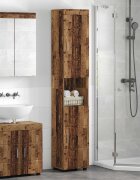 vidaXL Комплект шкафове за баня TULUM Старо дърво 37 x 315 x 203 см