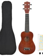 vidaXL Комплект сопрано укулеле с калъф за деца естествен 23"
