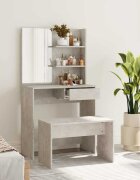 vidaXL Комплект тоалетка Бетонно сиво 745x40x141 см