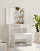 vidaXL Комплект тоалетка бял гланц 745x40x141 см