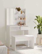 vidaXL Комплект тоалетка бяла 745x40x141 см