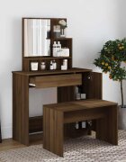vidaXL Комплект тоалетка кафяв дъб 865x35x136 см