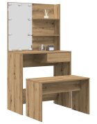 vidaXL Комплект тоалетка с LED Artisan Oak Engineered Wood