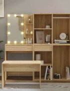 vidaXL Комплект тоалетка с LED сонома дъб инженерно дърво