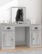 vidaXL Комплект тоалетка с огледало сив сонома 130x50x1325 см
