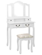 vidaXL Комплект тоалетка с табуретка бял 80x69x141 см пауловния