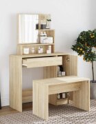vidaXL Комплект тоалетка сонома дъб 865x35x136 см