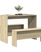 vidaXL Комплект трапезна маса и пейки 3 части инженерно дърво