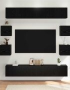 vidaXL Комплект ТВ шкаф 10 бр. Черен дъб Инженерна дървесина