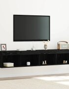 vidaXL Комплект ТВ шкаф 2 бр. Черен дъб Инженерна дървесина