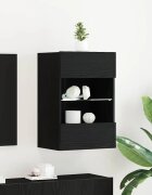 vidaXL Комплект ТВ шкаф 2 бр. Черно Инженерна дървесина