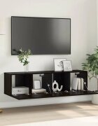 vidaXL Комплект ТВ шкаф 2 бр. Черно Инженерна дървесина