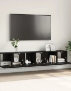 vidaXL Комплект ТВ шкаф 3 бр. Черно Инженерна дървесина