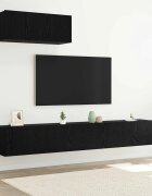 vidaXL Комплект ТВ шкаф 3 pcs Черен дъб Инженерна дървесина