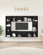 vidaXL Комплект ТВ шкаф 4 бр. Черно Инженерна дървесина