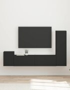 vidaXL Комплект ТВ шкаф 4 бр. Черно Инженерна дървесина