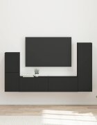 vidaXL Комплект ТВ шкаф 4 бр. Черно Инженерна дървесина