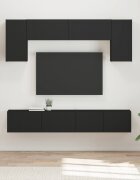 vidaXL Комплект ТВ шкаф 4 бр. Черно Инженерна дървесина