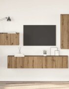 vidaXL Комплект ТВ шкаф 4 бр. Дъб Инженерна дървесина
