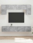 vidaXL Комплект ТВ шкаф 4 бр. Циментено сиво Инженерна дървесина