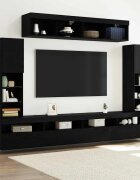 vidaXL Комплект ТВ шкаф 6 бр. Черен дъб Инженерна дървесина