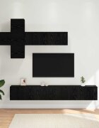 vidaXL Комплект ТВ шкаф 7 pcs Черен дъб Инженерна дървесина