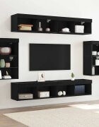 vidaXL Комплект ТВ шкаф 8 бр. Черен дъб Инженерна дървесина
