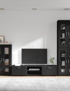 vidaXL Комплект ТВ шкаф FLORIN 3 бр. Черно Инженерна дървесина