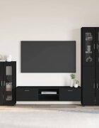 vidaXL Комплект ТВ шкаф FLORIN 3 бр. Черно Инженерна дървесина