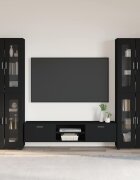vidaXL Комплект ТВ шкаф FLORIN 3 бр. Черно Инженерна дървесина
