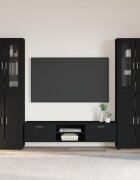 vidaXL Комплект ТВ шкаф FLORIN 3 бр. Черно Инженерна дървесина
