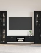 vidaXL Комплект ТВ шкаф FLORIN 3 бр. Черно Инженерна дървесина