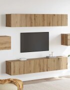 vidaXL Комплект ТВ шкаф Монтиране на стена 6 pcs Дъб Инженерно дърво