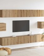 vidaXL Комплект ТВ шкаф Монтиране на стена 6 pcs Дъб Инженерно дърво
