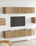 vidaXL Комплект ТВ шкаф Монтиране на стена 6 pcs Дъб Инженерно дърво