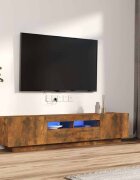 vidaXL Комплект ТВ шкафове от 2 части с LED опушен дъб инженерно дърво