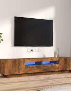 vidaXL Комплект ТВ шкафове от 2 части с LED опушен дъб инженерно дърво