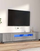 vidaXL Комплект ТВ шкафове от 2 части с LED сив сонома инженерно дърво