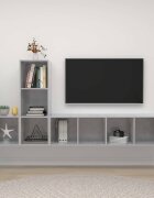 vidaXL Комплект ТВ шкафове от 3 части бетонно сив инженерно дърво