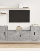 vidaXL Комплект ТВ шкафове от 3 части бетонно сив инженерно дърво