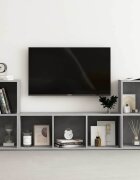 vidaXL Комплект ТВ шкафове от 3 части бетонно сив инженерно дърво