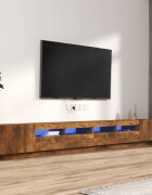 vidaXL Комплект ТВ шкафове от 3 части с LED опушен дъб инженерно дърво