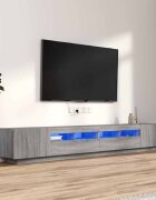 vidaXL Комплект ТВ шкафове от 3 части с LED сив сонома инженерно дърво