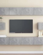 vidaXL Комплект ТВ шкафове от 6 части бетонно сив инженерно дърво