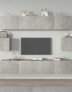 vidaXL Комплект ТВ шкафове от 6 части бетонно сив инженерно дърво