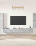 vidaXL Комплект ТВ шкафове от 7 части бетонно сив инженерно дърво